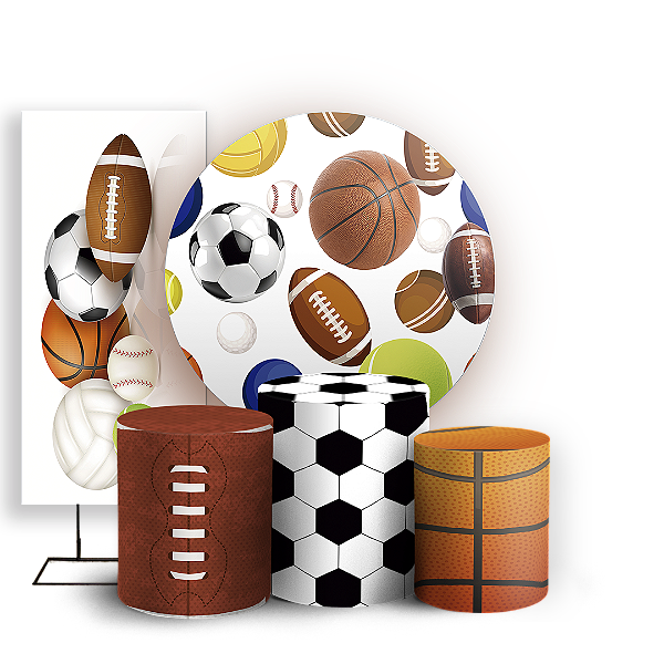 KIT Redondo Trio e Faixa - Esportes Futebol Volei Basquete - Sublimado 3D