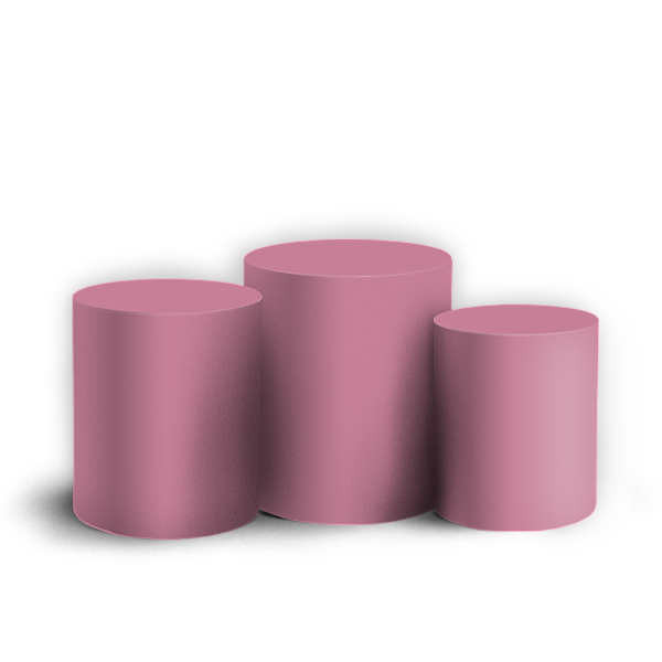 Trio Cilindro - Cor Lisa Rosa 22h 20v - Sublimado 3D