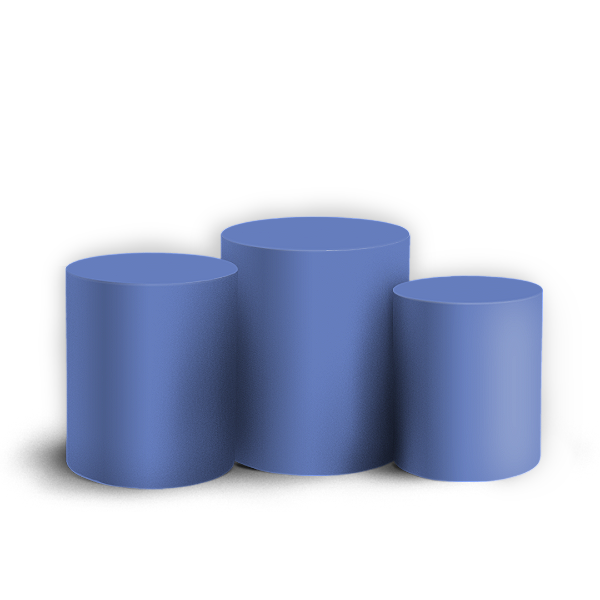 Trio Cilindro - Cor Lisa Azul 47h 26v - Sublimado 3D