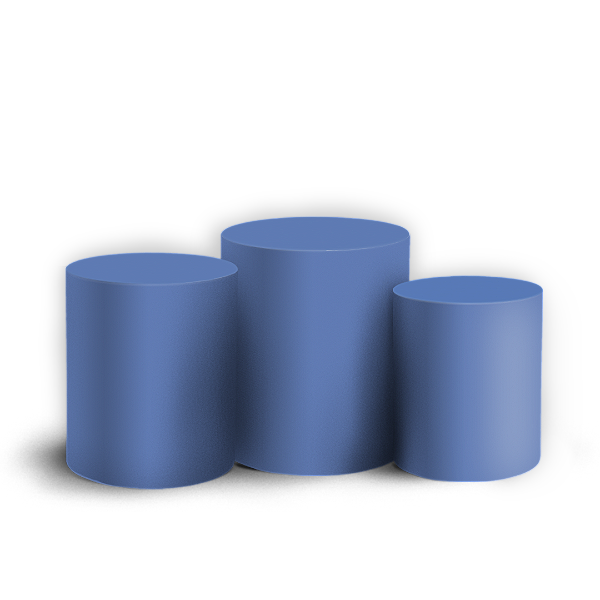Trio Cilindro - Cor Lisa Azul 35H 27V - Sublimado 3D