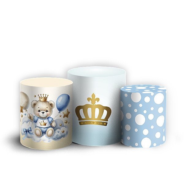 Trio Cilindro - Ursinho Azul - Sublimado 3D