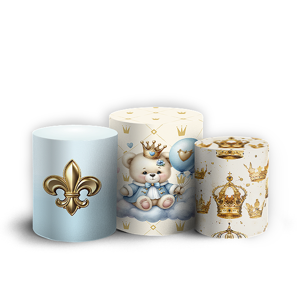 Trio Cilindro - Ursinho Azul - Sublimado 3D