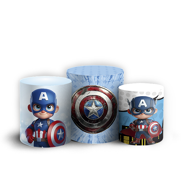Trio Cilindro - Capitão América - Sublimado 3D