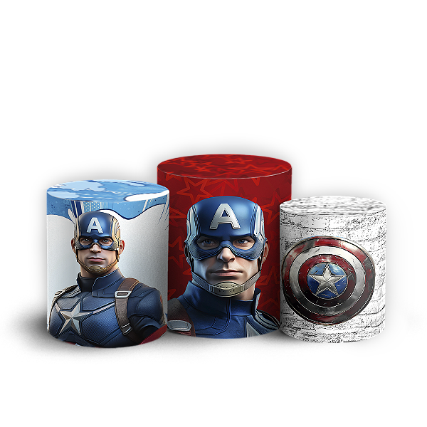 Trio Cilindro - Capitão América - Sublimado 3D