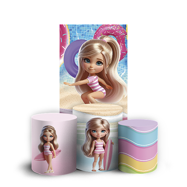 Capas Faixa Lateral e Trio Cilindro Sublimado Vest Facil - Barbie