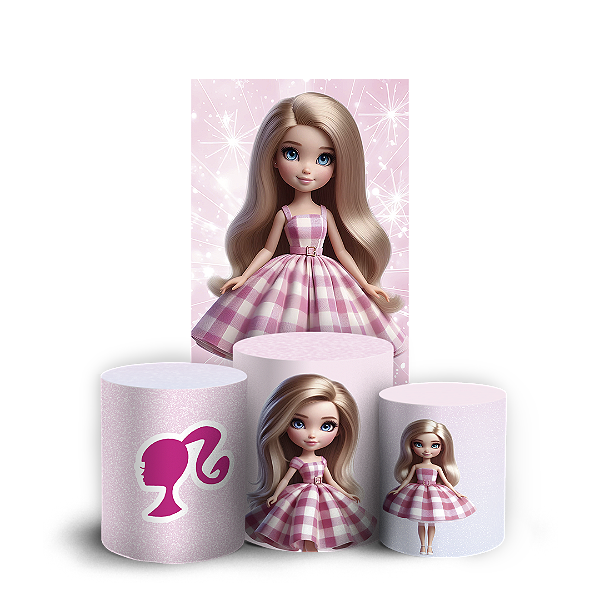 Capas Faixa Lateral e Trio Cilindro Sublimado Vest Facil - Barbie