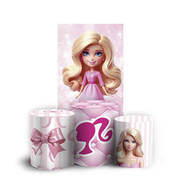 Capas Faixa Lateral e Trio Cilindro Sublimado Vest Facil - Barbie