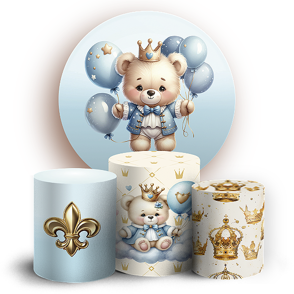 KIT Redondo e Trio - Ursinho Azul - Sublimado 3D