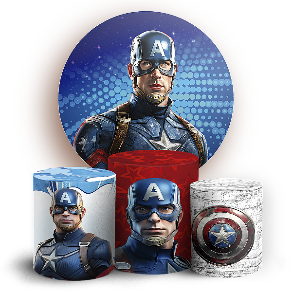 KIT Redondo e Trio - Capitão América - Sublimado 3D