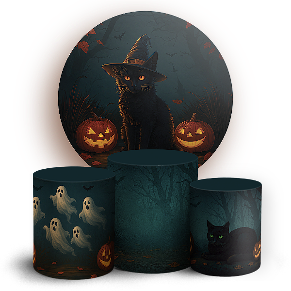 KIT Redondo e Trio - Dia Das Bruxas Halloween - Sublimado 3D