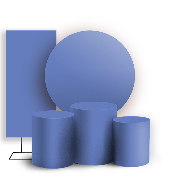 KIT Redondo Trio e Faixa - Cor Lisa Azul 47h 26v - Sublimado 3D