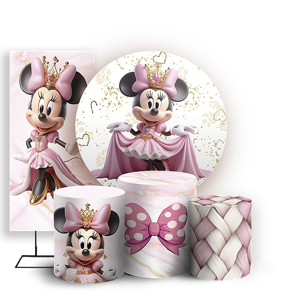 KIT Redondo Trio e Faixa - Minnie - Sublimado 3D