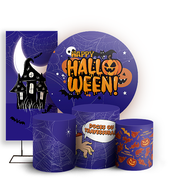 KIT Redondo Trio e Faixa - Dia das Bruxas Halloween - Sublimado 3D