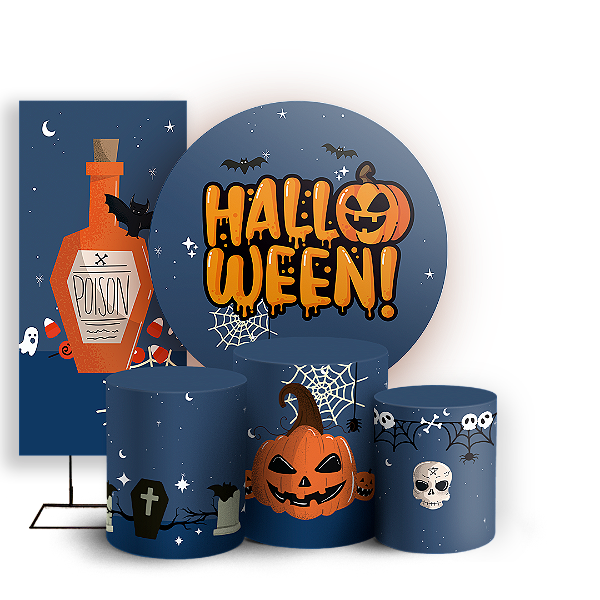 KIT Redondo Trio e Faixa - Dia das Bruxas Halloween - Sublimado 3D