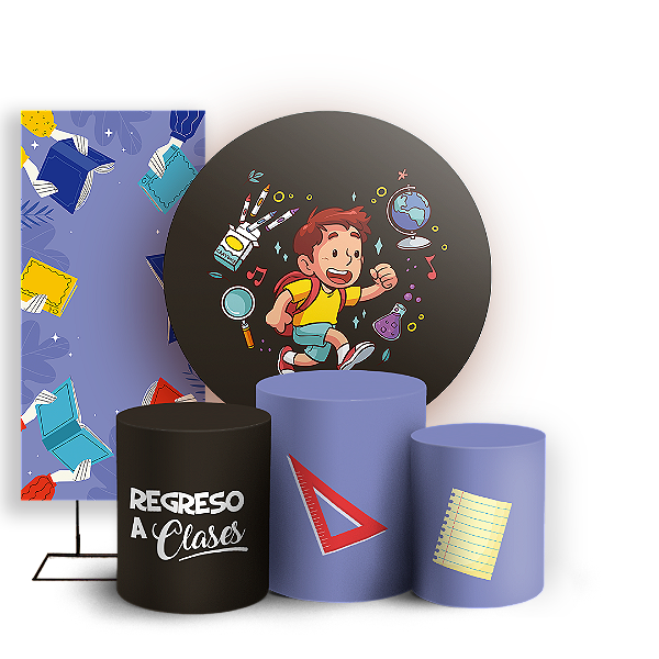 KIT Redondo Trio e Faixa - Regreso a Clases ES - Sublimado 3D