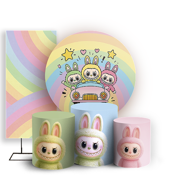 KIT Redondo Trio e Faixa - Labubu - Sublimado 3D