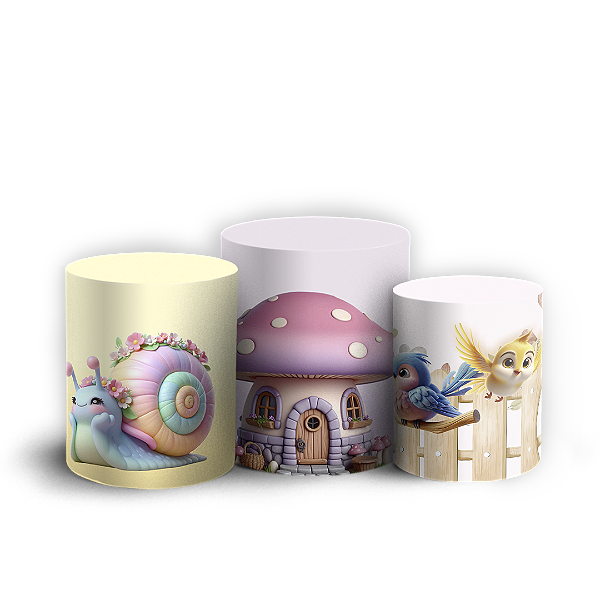 Trio Cilindro - Jardim - Sublimado 3D