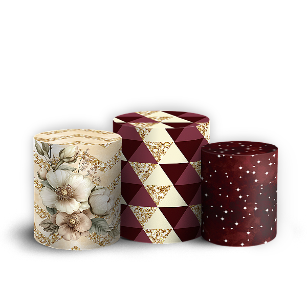 Trio Cilindro - Floral - Sublimado 3D