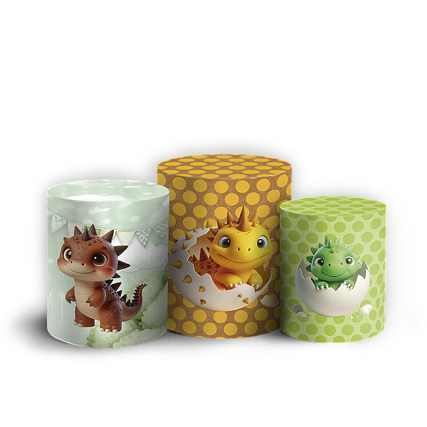 Trio Cilindro - Dinossauro Menino - Sublimado 3D