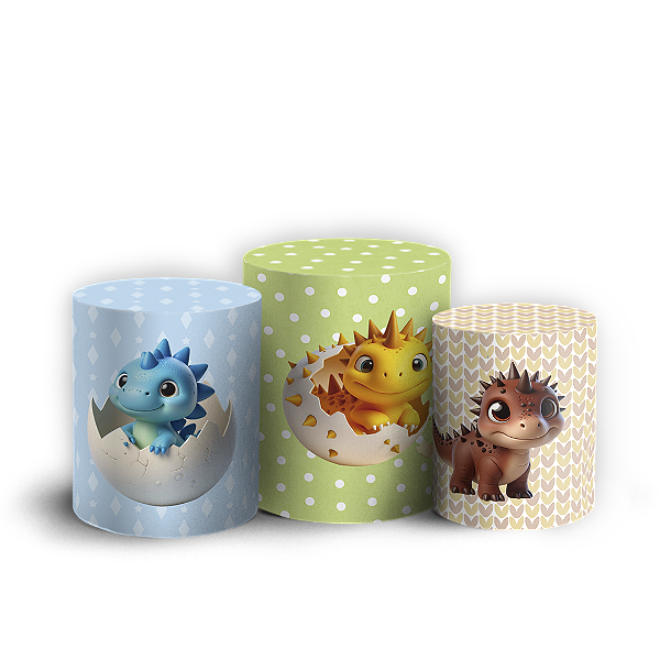 Trio Cilindro - Dinossauro Menino - Sublimado 3D