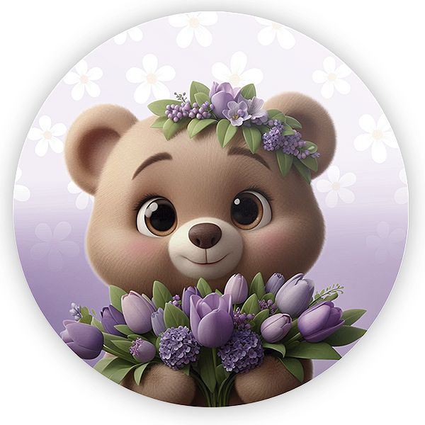 Painel Redondo - Urso Lilas - Sublimado 3D