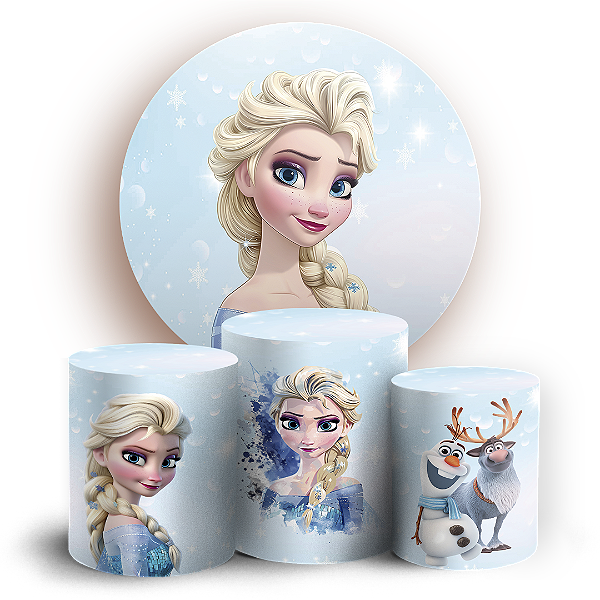 Capas Painel Redondo e Trio Cilindro Sublimado - Frozen