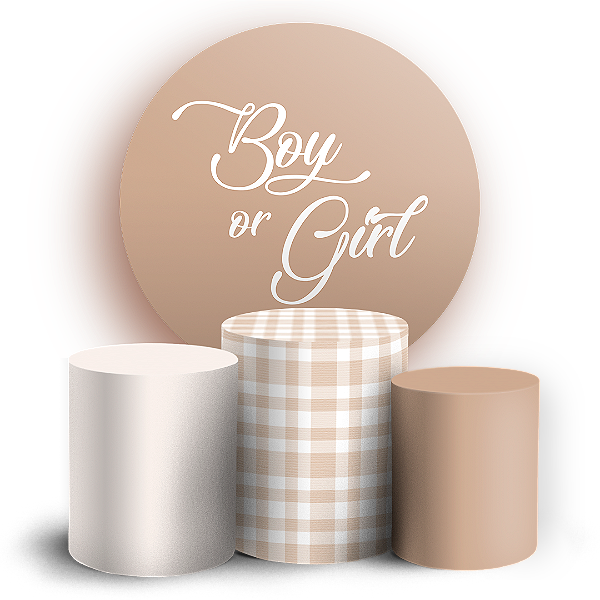 Capas Painel Redondo e Trio Cilindro Sublimado - Revelação Girl Boy