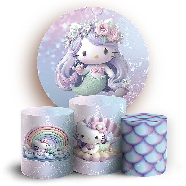 Capas Painel Redondo e Trio Cilindro Sublimado - Hello Kitty