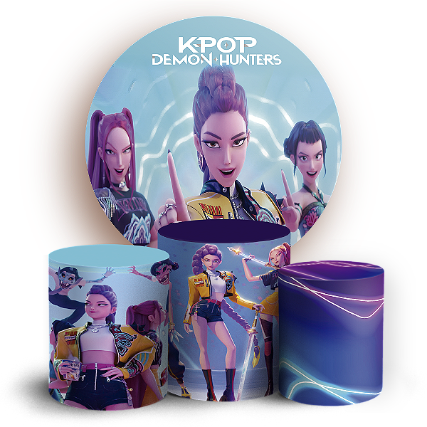 Capas Painel Redondo e Trio Cilindro Sublimado - Guerreiras do K-Pop