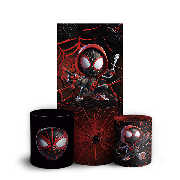 Capas Faixa Lateral e Trio Cilindro Sublimado Vest Facil - Homem Aranha Miles Morales