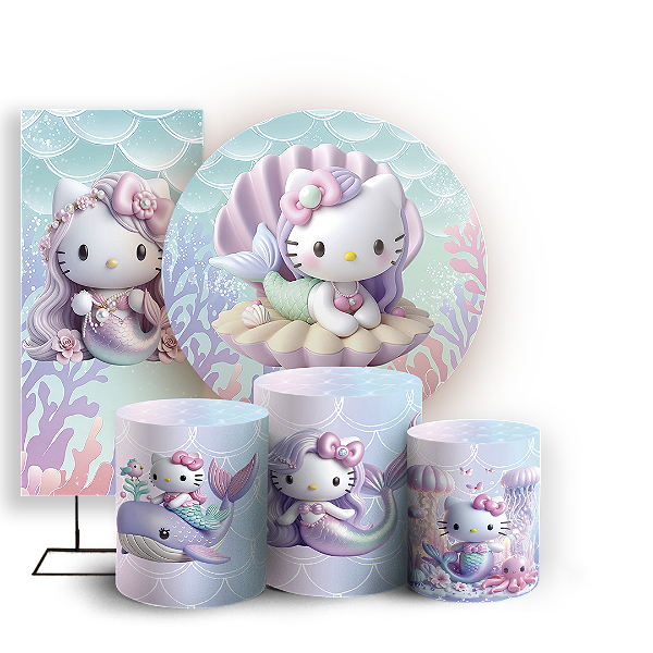Capas Painel Redondo Trio Cilindro e Faixa Lateral Sublimado - Hello Kitty
