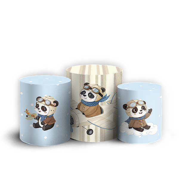 Capas Trio Cilindro Sublimado Vest Facil - Ursinho Aviador