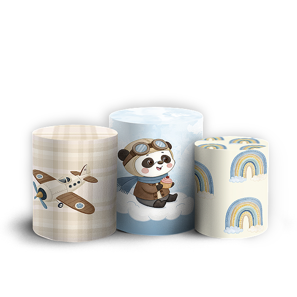 Capas Trio Cilindro Sublimado Vest Facil - Ursinho Aviador