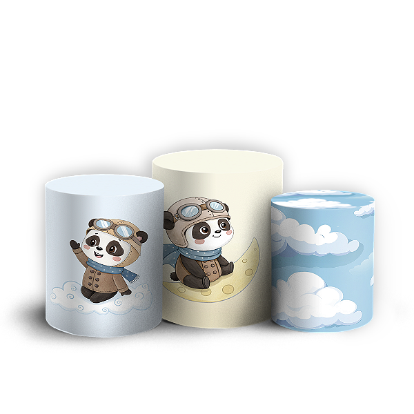 Capas Trio Cilindro Sublimado Vest Facil - Ursinho Aviador