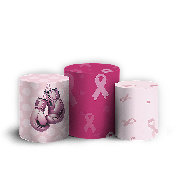 Capas Trio Cilindro Sublimado Vest Facil - Outubro Rosa