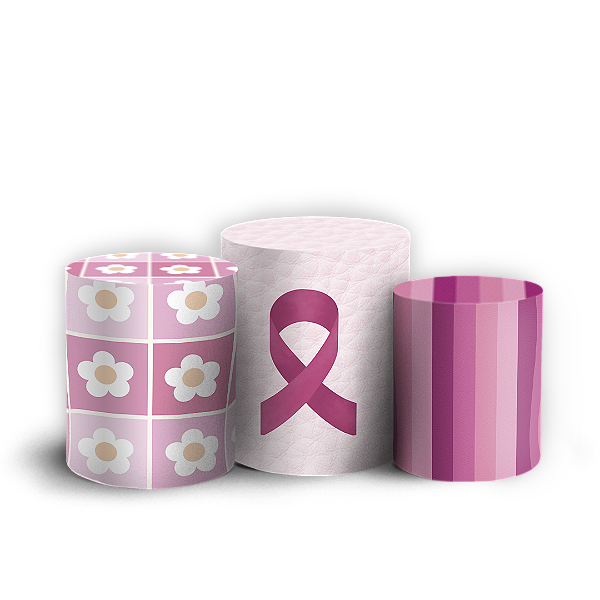 Capas Trio Cilindro Sublimado Vest Facil - Outubro Rosa