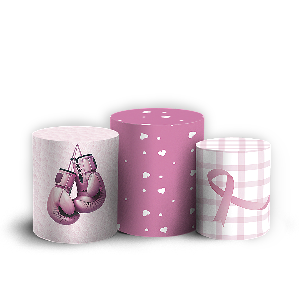 Capas Trio Cilindro Sublimado Vest Facil - Outubro Rosa
