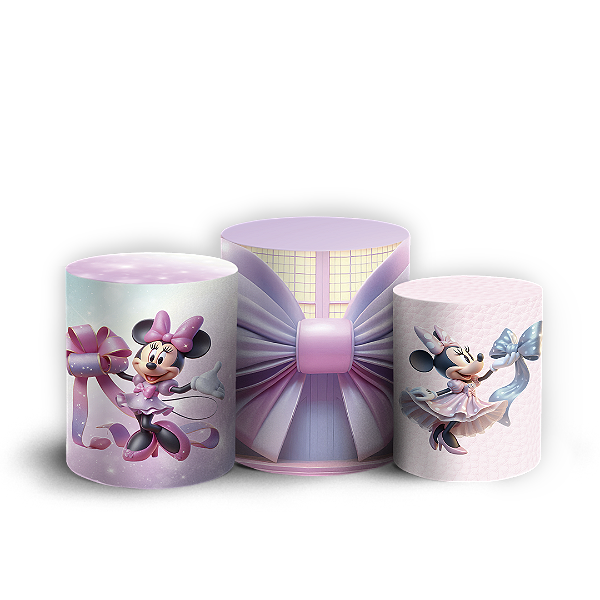 Capas Trio Cilindro Sublimado Vest Facil - Minnie Rosa