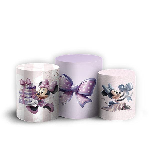 Capas Trio Cilindro Sublimado Vest Facil - Minnie Rosa