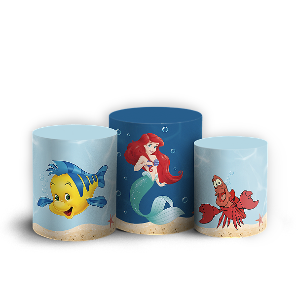 Capas Trio Cilindro Sublimado Vest Facil - Princesa Ariel Pequena Sereia