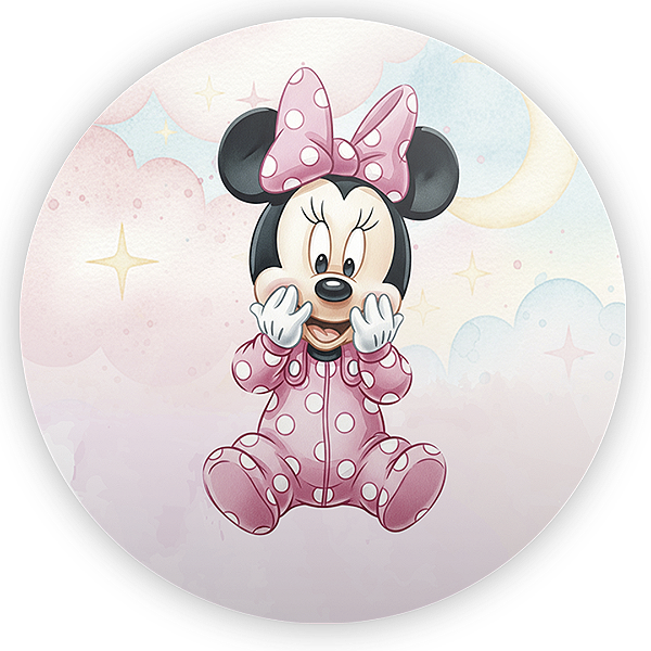Painel Redondo - Minnie Baby Rosa - Sublimado 3D