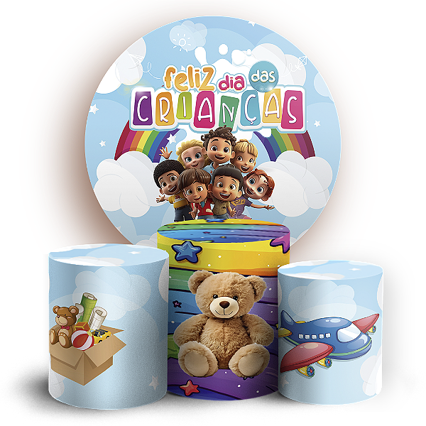 Capas Painel Redondo e Trio Cilindro Sublimado - Dia Das Crianças