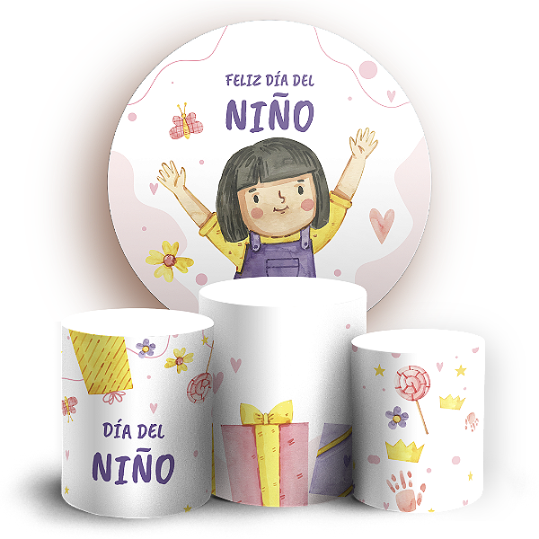 Capas Painel Redondo e Trio Cilindro Sublimado - Día del Niño ES