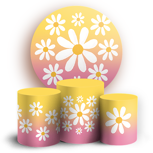 KIT Redondo e Trio - Flor Margarida - Sublimado 3D