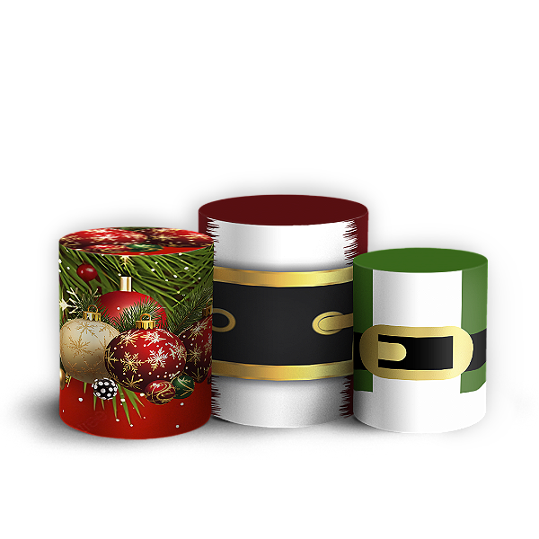 Trio Cilindro Sublimado 3D - Natal