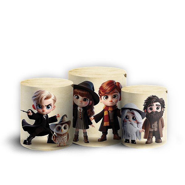 Capas Trio Cilindro Sublimado Vest Facil - Harry Potter