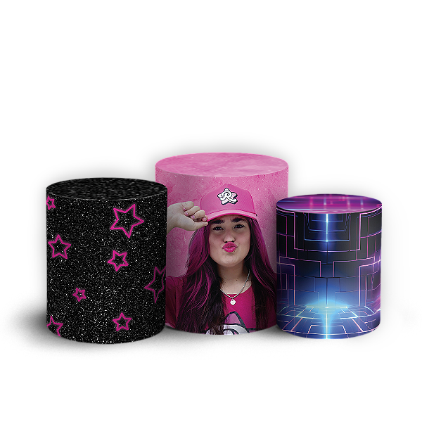 Capas Trio Cilindro Sublimado Vest Facil - Emilly Vick Os Rosa