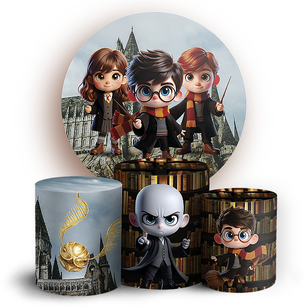 KIT Redondo e Trio Sublimado 3D - Harry Potter