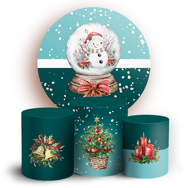 Capas Painel Redondo e Trio Cilindro Sublimado - Natal