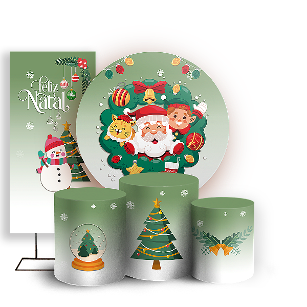 Capas Painel Redondo Trio Cilindro e Faixa Lateral Sublimado - Natal